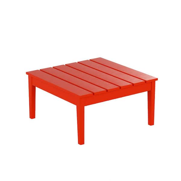 WESTIN OUTDOOR Shoreside Red Modern 17 in. Tall Square HDPE Plastic Outdoor Patio Conversation Coffee Table