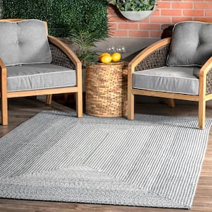 Jayda Braided Gradience Light Gray Doormat 2 ft. x 3 ft.  Indoor/Outdoor Patio Area Rug