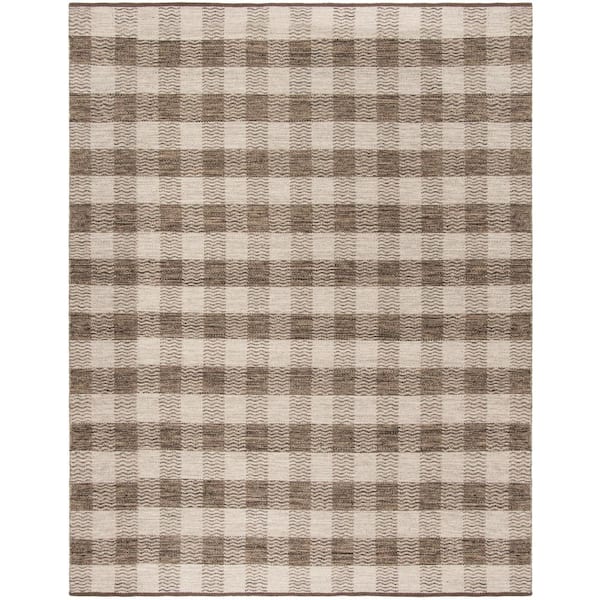 Kilim 6 ft. x 9 ft. Light Gray/Brown Geometric Area Rug