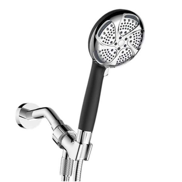 7-Spray Wall Mount Handheld Shower Head GPM with Filters in Black and Chrome
