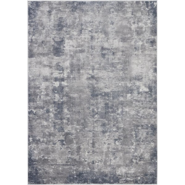 Nourison Rustic Textures Grey 6 ft. x 9 ft. Abstract Contemporary Area Rug