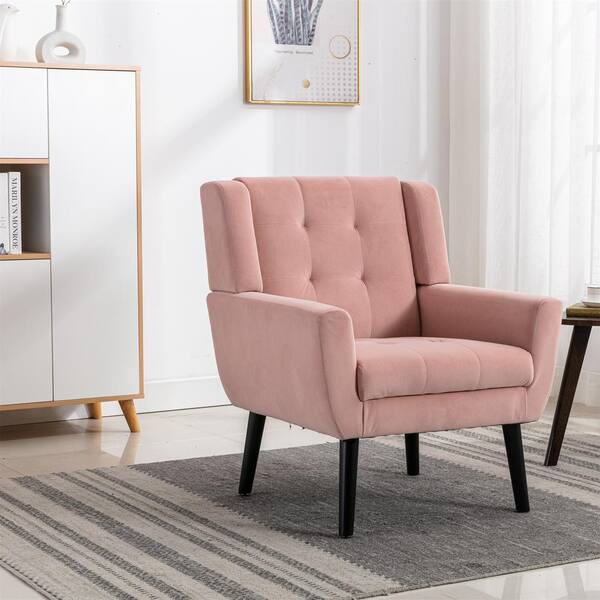 pink velvet chair black legs