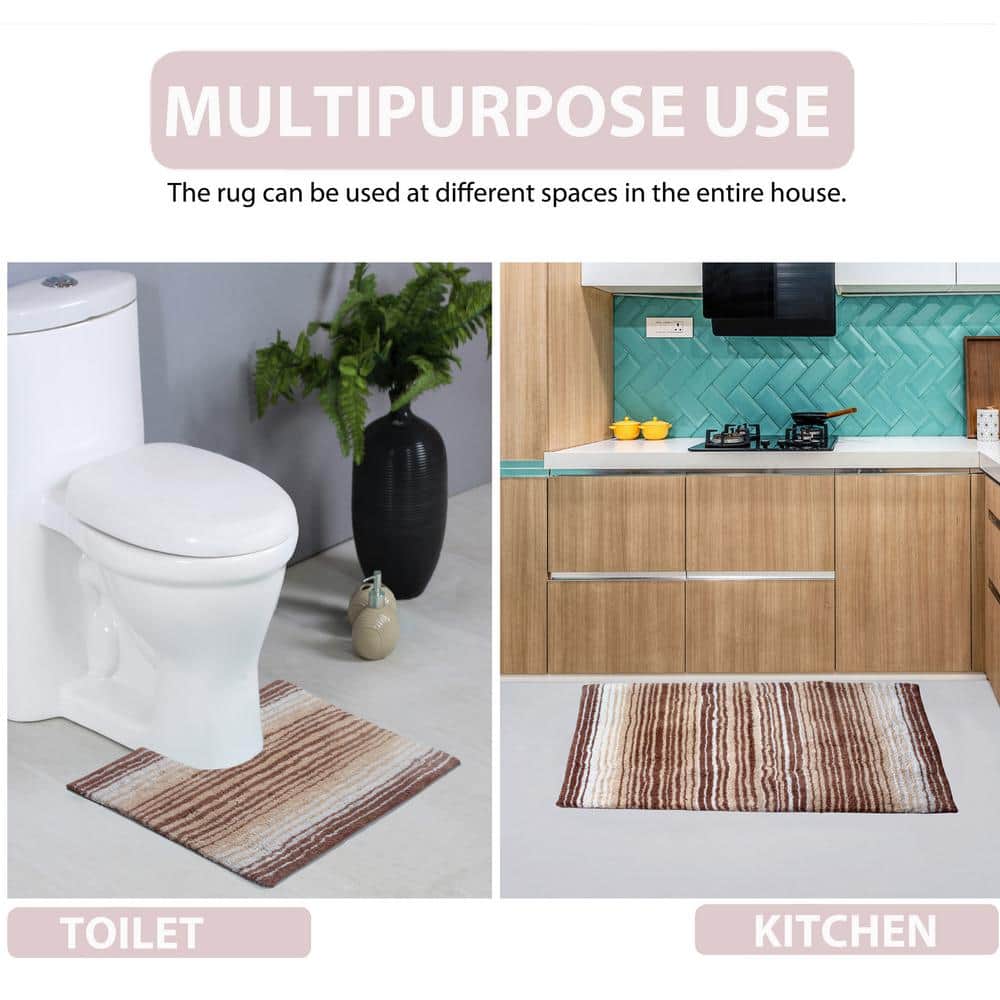 Gradiation Luxury 100% Cotton Beige 4-Piece Bathroom Rug Set