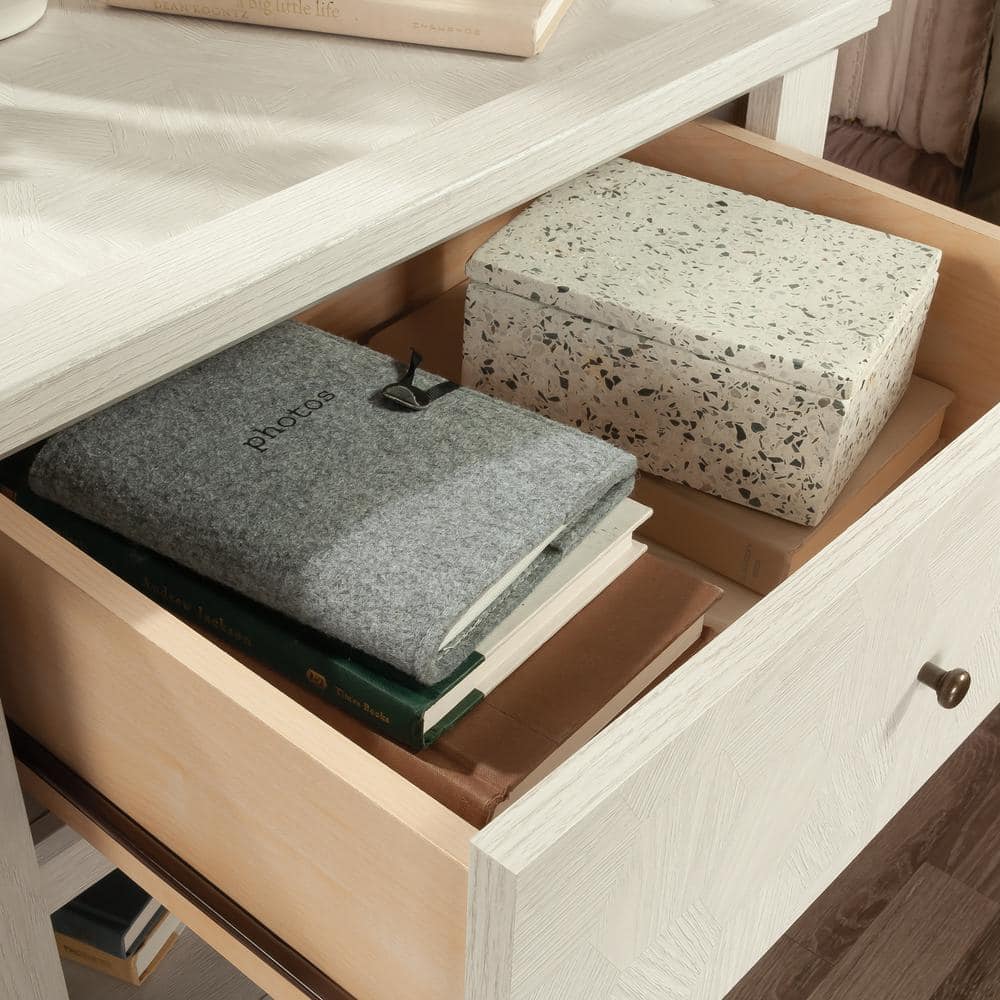 Glacier Oak Hexagon Pattern 1-Drawer Nightstand with Open Shelf