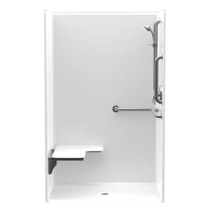 Accessible AcrylX 46 in. x 36 in. x 75.3 in. 1-Piece ANSI Shower Stall with Left Seat and Grab Bars in White