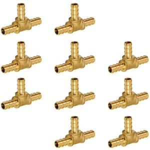 3/8 in. Brass PEX x PEX x PEX Barb Tee Pipe Fittings (10-Pack)