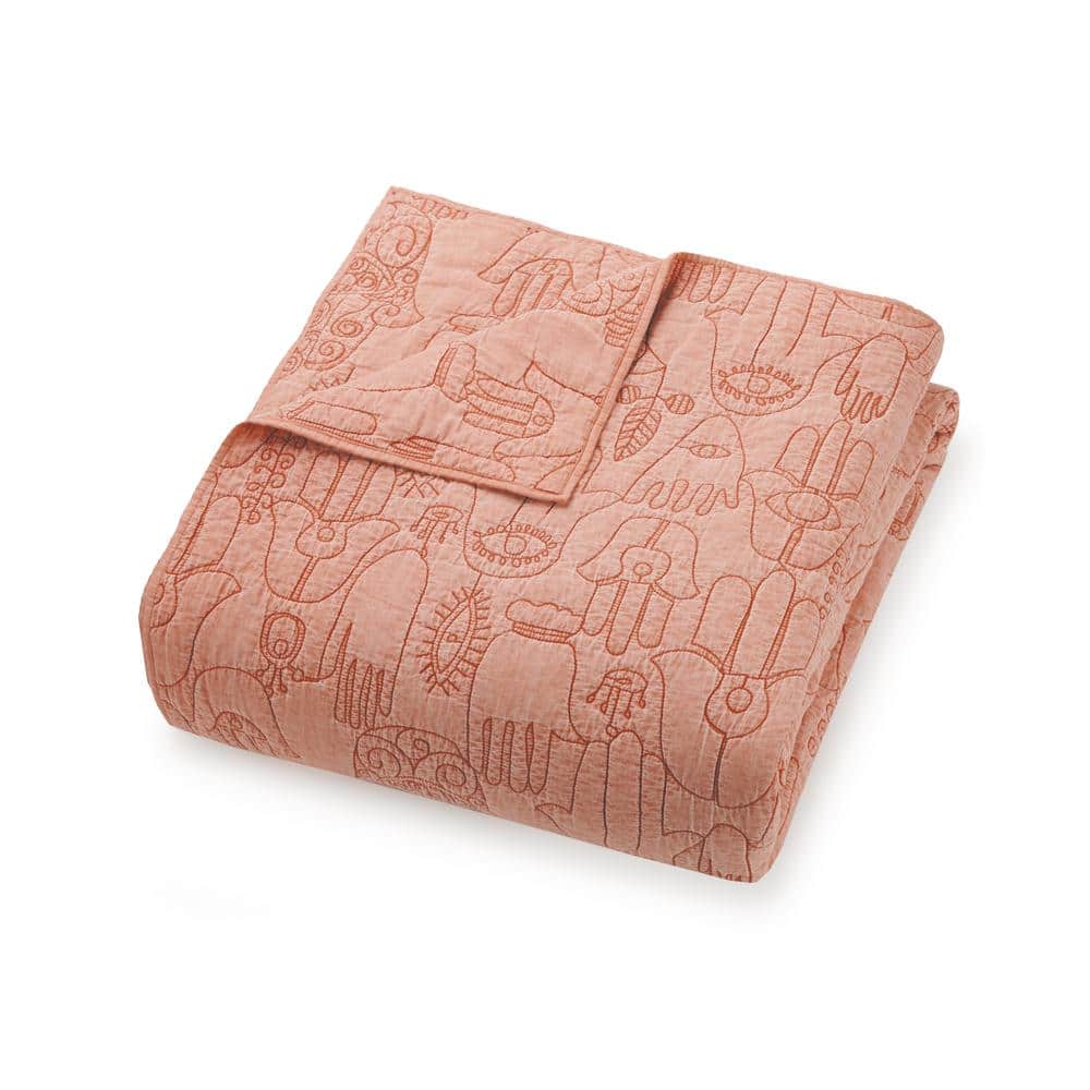 King Coral Cotton Bohemian Quilt and Sham Set