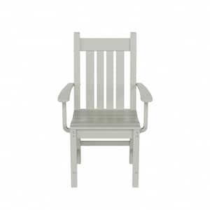 Hayes HDPE Plastic All Weather Outdoor Patio Slat Back Dining Arm Chair in Sand