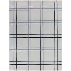 Ruth White 7 ft. 10 in. x 10 ft. Plaid Indoor/Outdoor Area Rug