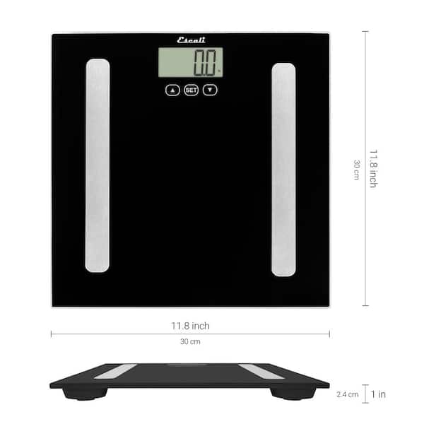 Escali US180B Ultra Slim Low Profile Bathroom Body Scale, LCD Digital  Display,400lb Capacity, Black/Silver 