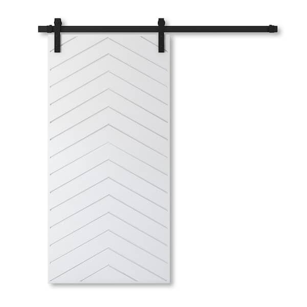 83 in. x 40 in. Osaka, White Wood Barn Door with Solid Core and Hardware Included