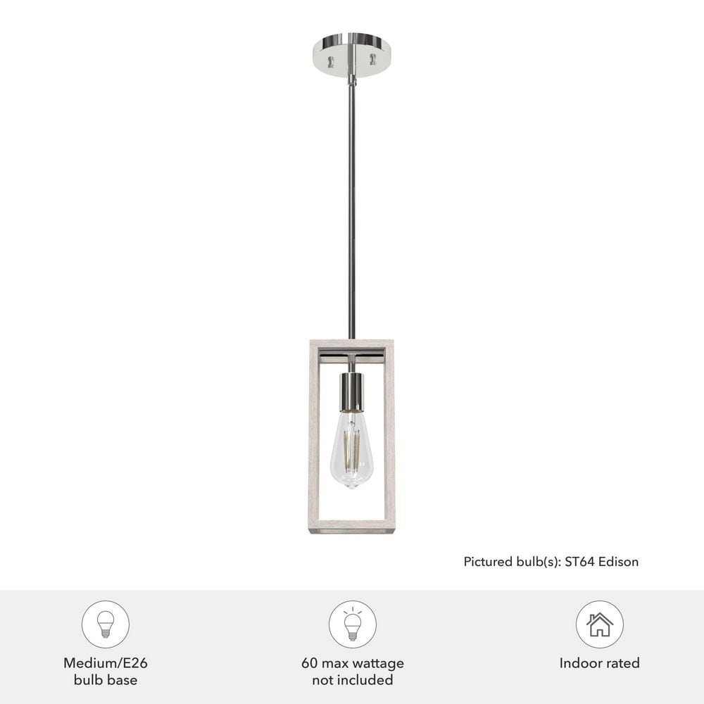 Chrome Distressed White Glass LED Mini Pendant Light