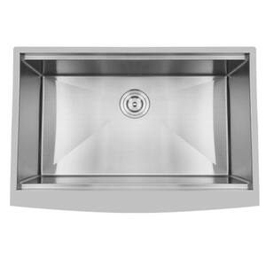 Brushed Chrome18 Gauge Stainless Steel 33 in. Single Bowl Farmhouse Apron Workstation Kitchen Sink without Faucet