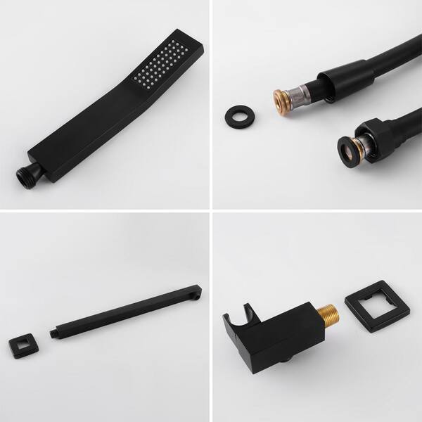 Satico Single Handle 1-Spray Tub and Shower Faucet Handheld Shower Combo with 10 in. Rain Shower Head in Black(Valve Included)