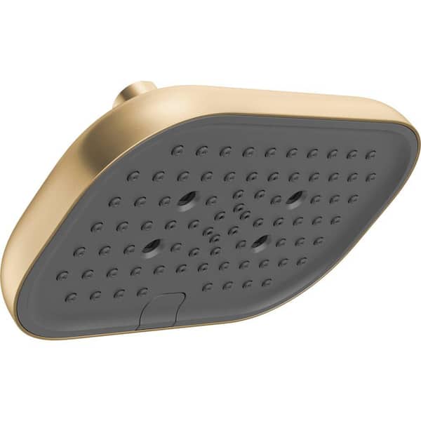 Gold H2Okinetic 6-Spray Patterns 9 in. Wall Mount Fixed Shower Head in Lumicoat Champagne Bronze