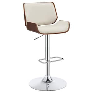 Folsom 26 in. Ecru and Chrome Metal Frame Adjustable Bar Stool with Upholstered Seat