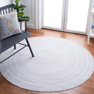 Cape Cod Gray Doormat 3 ft. x 3 ft. Braided Solid Color Round Area Rug