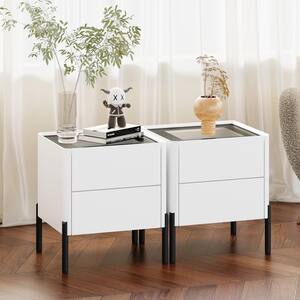 17.7 in White Square Side Table, Small Space End Table, Modern Night Stand  Side Table with Storage Shelve (2-Tier) GM-H-549 - The Home Depot