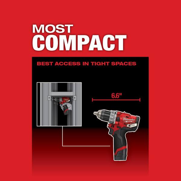Milwaukee - M12 FUEL 12V Lithium-Ion Brushless Cordless 1/2 in. Hammer Drill Kit with 4.0 Ah and 2.0 Ah Battery and Hard Case