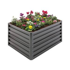 20 cu. ft. Gray Steel Double Height Rectangle Garden Plant Bed