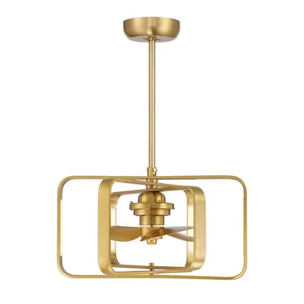 Savoy House Lynx 24 in. W x 14 in. H Indoor Warm Brass Integrated LED Ceiling Fan D'Lier with Remote Control Included