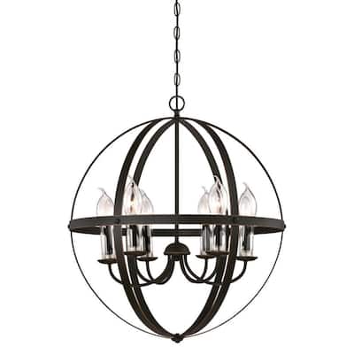 Stella Mira 6-Light Oil Rubbed Bronze with Highlights Outdoor Hanging Chandelier