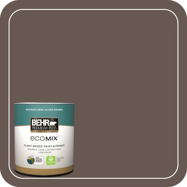 1 qt. Home Decorators #HDC-FL14-10 Pine Cone Brown Semi-Gloss Enamel EcoMix Plant-Based Interior Paint & Primer