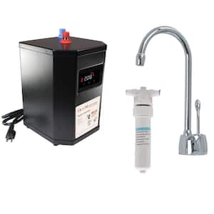9 in. 1-Handle Hot Water Dispenser Faucet with HotMaster Digital Tank and In-line Water Filter, Polished Chrome
