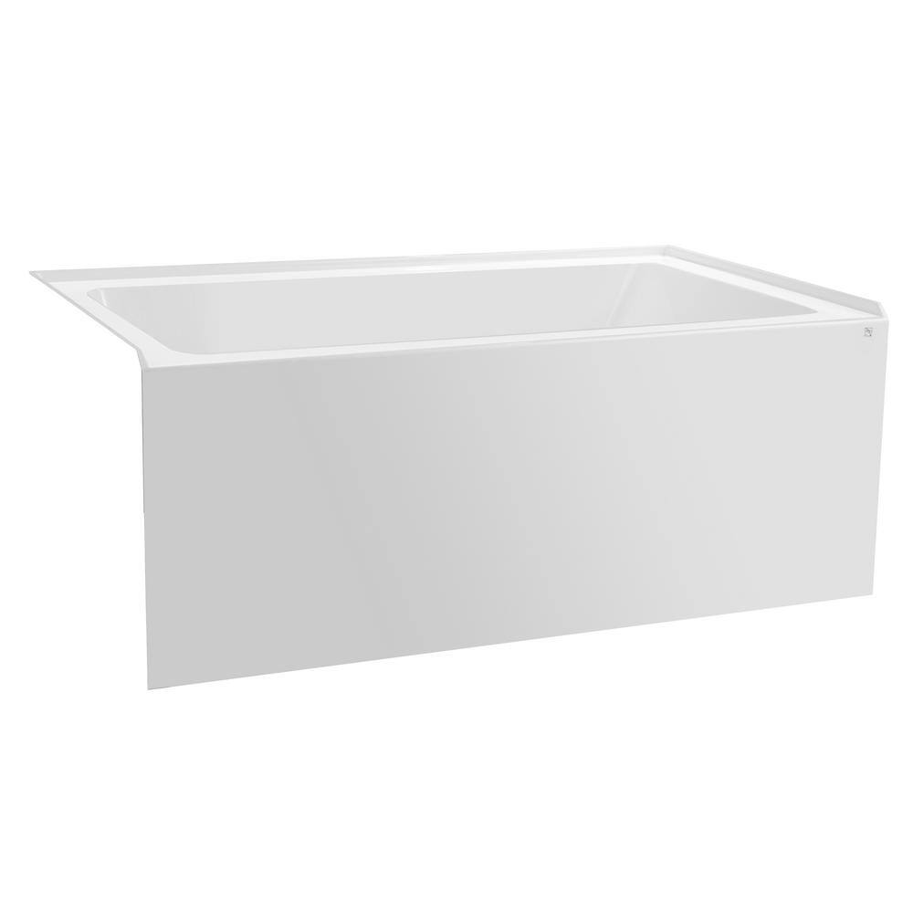 White Acrylic Alcove Skirt Bathtub with Left Drain, 54" x 32"