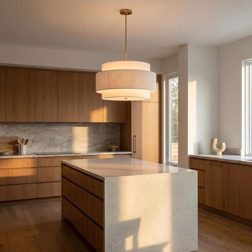Belaro 26 in. W x 16.25 in. H 4-Light Antique Gold Dimmable Pendant Light with White Linen String Fabric Shade price history on PriceWatchPro