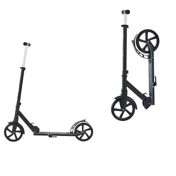 Kick Scooter for Kids Ages 8 Plus,Teens and Adults, 2-Wheel Foldable Scooter w/ Adjustable Handlebar and Wide Deck,Black