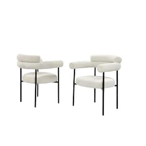 Granada Cream Metal Boucle Arm Chairs (Set of 2)