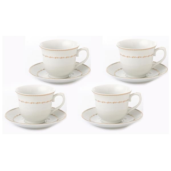 Lorren Home 8 oz. Gold Tea and Coffee Porcelain (Set of 4)