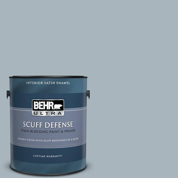 BEHR ULTRA 1 gal. #N480-3 Shadow Blue Extra Durable Satin Enamel Interior Paint & Primer