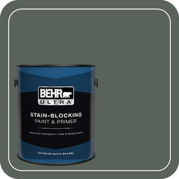 BEHR ULTRA 1 gal. #ECC-21-3 Imperial Palm Satin Enamel Exterior Paint & Primer