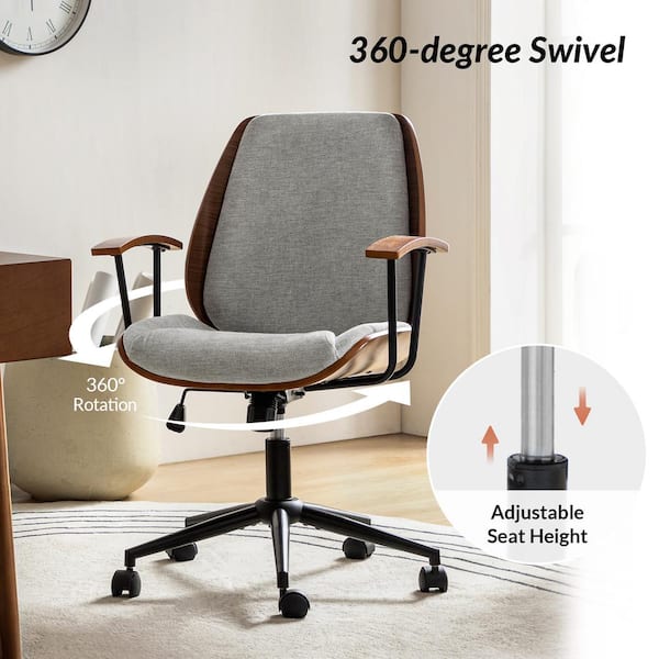 JAYDEN CREATION Adrian Gray 24.75 in. W Height-adjustable Swivel