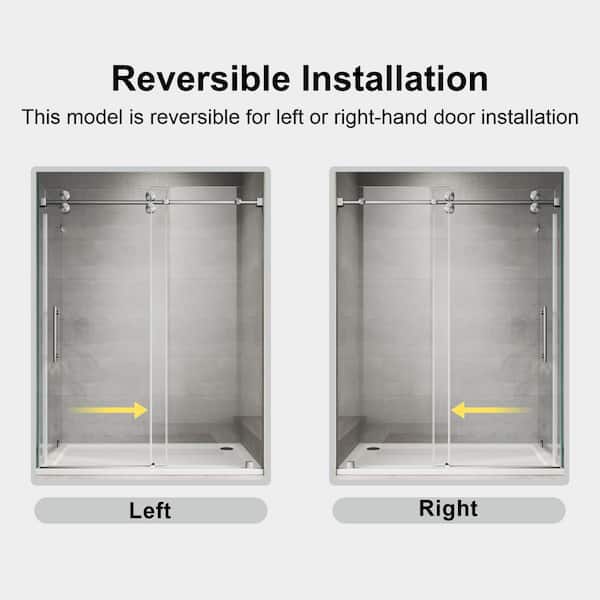 UKS04 55 in. W X 80 in. H X 40 in. D U-Channel Sliding Frameless Corner Shower Enclosure in Brushed Nickel, Clear Glass