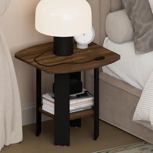 Simple Design Columbia Walnut/Black 20 in. W Nightstand
