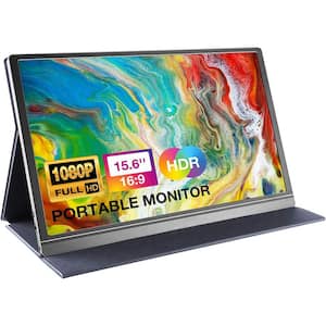 Portable Monitor 15. 6 in. 1080P FHD USB-C, HDMI Computer Display with Premium Smart Cover and Screen Protector in Black