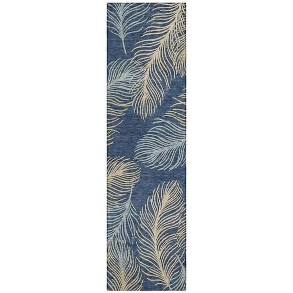 Chantille Machine Washable Indoor/Outdoor Abstract ACN3028 Navy 2 ft. x 7 ft. Runner Rug