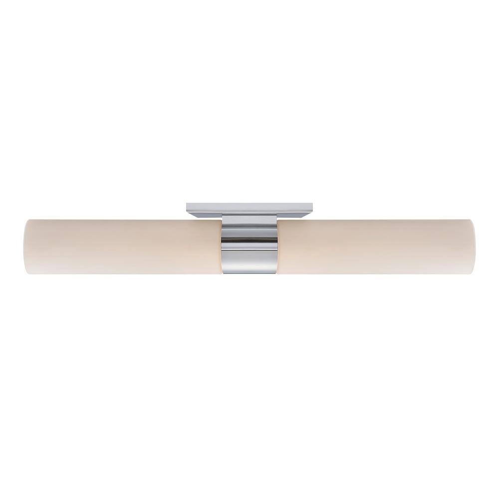 22-Inch Chrome LED Outdoor Wall Light with Opal Glass Shade
