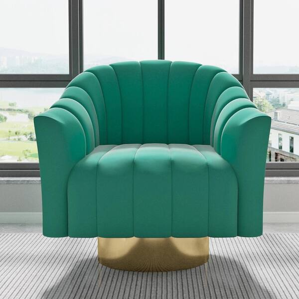 green barrel swivel chair