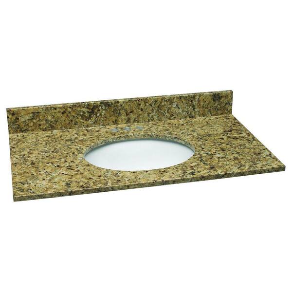 Design House 37 in. W Granite Vanity Top in Venetian Gold with White Bowl and 4 in. Faucet Spread