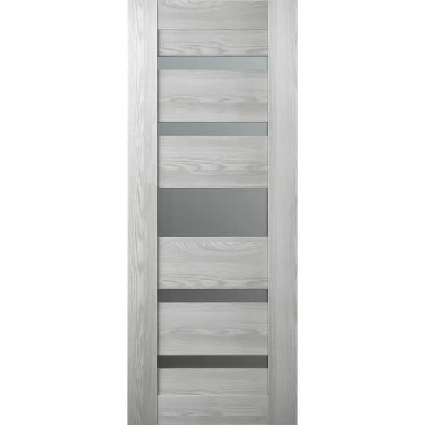 Belldinni Vona 07-05 18 in. x 96 in. No Bore 5-Lite Frosted Glass Ribeira Ash Wood Solid Composite Core Interior Door Slab