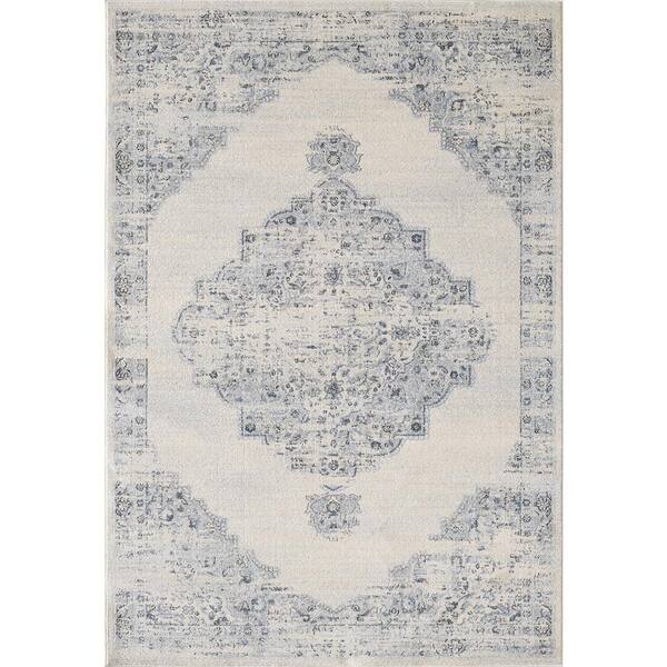 Abani Troy Ivory 6 ft. x 9 ft. Oriental Polypropylene Area Rug