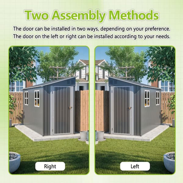 Thanaddo 4 ft. W x 10 ft. D Gray Metal Storage Lean-To Shed with