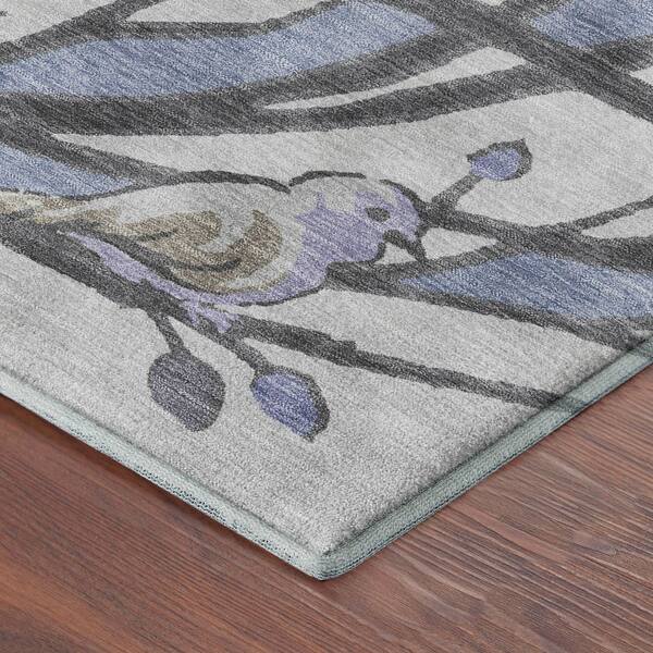 Mayfield Premium Machine Washable Abstract AMF2336 Purple 2 ft. x 7 ft. Runner Rug
