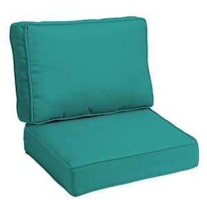 24 in. x 24 in. Modern Acrylic Outdoor Deep Seating Cushion Set in Surf Teal