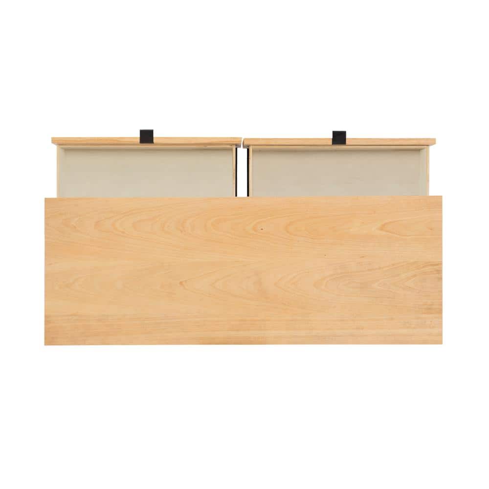 Mid-Century Natural Wood and Rattan 6-Drawer Dresser