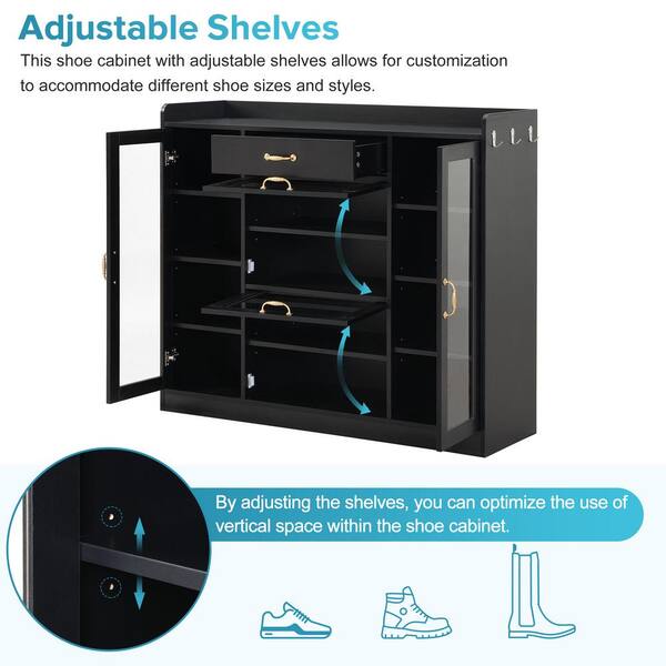 JIMSMAISON The 4-door cabinet with special-shape artificial rattan door panels, convenient metal handles, and a straight-line frame, is an ideal choice for any room in your home